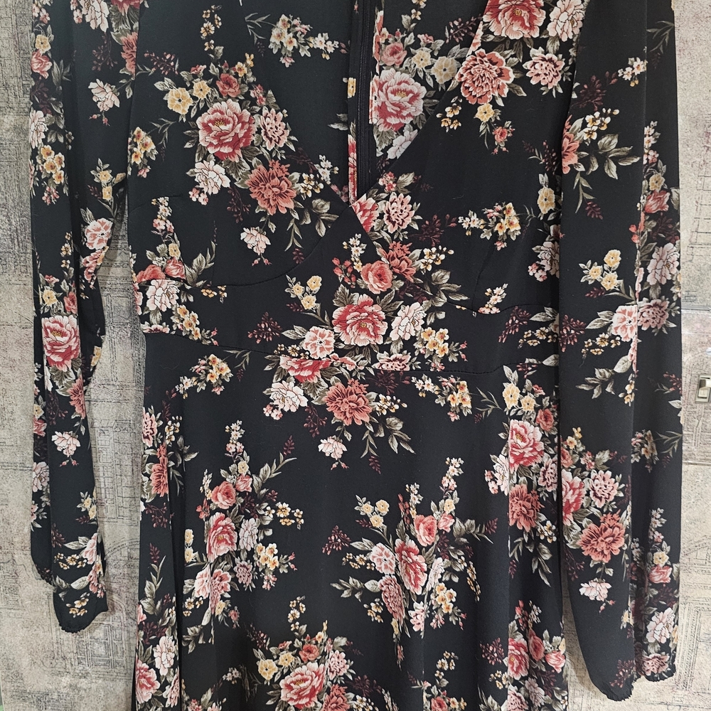 Floral Black and Pink Women's Dress